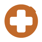 A solid orange circle with a white medical cross in the center, representing safety and support—qualities valued in electrical careers Arizona.