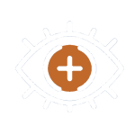 A stylized eye icon with a brown circle and white plus sign in the center, outlined in blue—perfect for resources focused on electrical careers in Arizona.