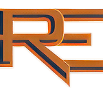 Stylized orange and black "RE" logo with bold, angular lines and a three-dimensional effect on a transparent background, ideal for representing electrical careers in Arizona.